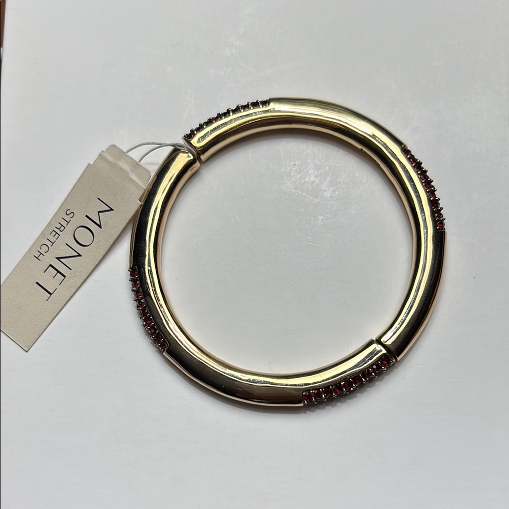NWT Monet Gold and CZ Ruby Stretch Bracelet